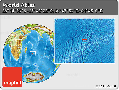 Physical Location Map of the Area around 27° 58' 39" S, 61° 16' 29" E