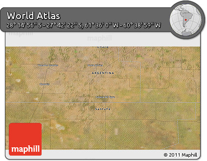 Satellite 3D Map of the Area around 27° 58' 39" S, 61° 7' 30" W