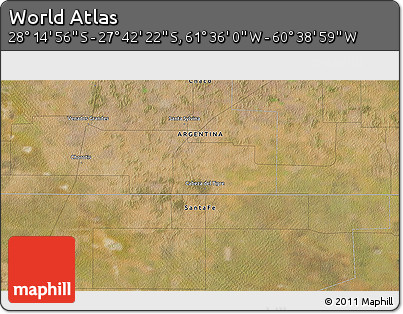 Satellite 3D Map of the Area around 27° 58' 39" S, 61° 7' 30" W
