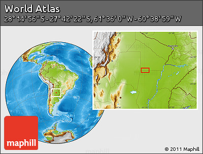 Physical Location Map of the Area around 27° 58' 39" S, 61° 7' 30" W
