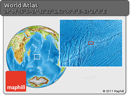Physical Location Map of the Area around 27° 58' 39" S, 62° 58' 30" E