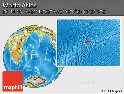 Physical Location Map of the Area around 27° 58' 39" S, 62° 58' 30" E