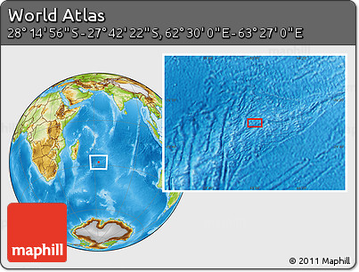 Physical Location Map of the Area around 27° 58' 39" S, 62° 58' 30" E