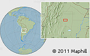 Savanna Style Location Map of the area around 27° 58' 39" S, 63° 40' 30" W, hill shading