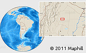 Shaded Relief Location Map of the area around 27° 58' 39" S, 63° 40' 30" W