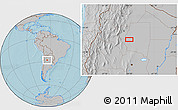 Gray Location Map of the area around 27° 58' 39" S, 64° 31' 30" W, hill shading