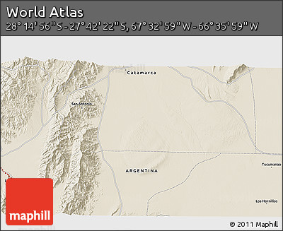 Shaded Relief 3D Map of the Area around 27° 58' 39" S, 67° 4' 29" W