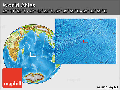 Physical Location Map of the Area around 27° 58' 39" S, 68° 4' 29" E