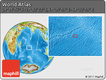 Physical Location Map of the Area around 27° 58' 39" S, 68° 4' 29" E