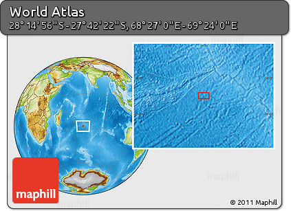 Physical Location Map of the Area around 27° 58' 39" S, 68° 55' 30" E