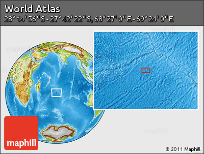 Physical Location Map of the Area around 27° 58' 39" S, 68° 55' 30" E