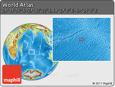 Physical Location Map of the Area around 27° 58' 39" S, 68° 55' 30" E