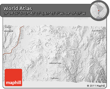 Physical 3D Map of the Area around 27° 58' 39" S, 68° 46' 30" W