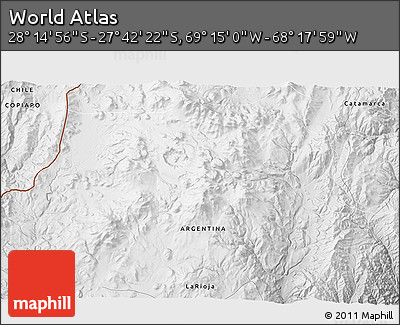 Physical 3D Map of the Area around 27° 58' 39" S, 68° 46' 30" W