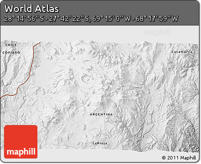 Physical 3D Map of the Area around 27° 58' 39" S, 68° 46' 30" W