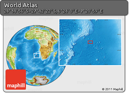 Physical Location Map of the Area around 27° 58' 39" S, 6° 52' 30" E