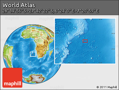 Physical Location Map of the Area around 27° 58' 39" S, 6° 52' 30" E