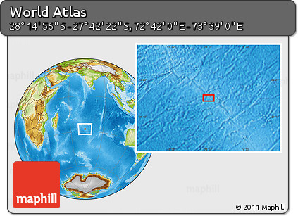 Physical Location Map of the Area around 27° 58' 39" S, 73° 10' 30" E