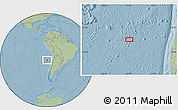 Savanna Style Location Map of the area around 27° 58' 39" S, 77° 16' 30" W, hill shading