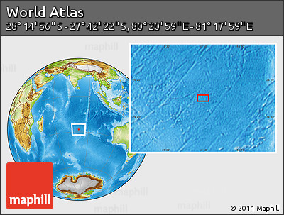 Physical Location Map of the Area around 27° 58' 39" S, 80° 49' 29" E