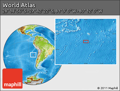 Physical Location Map of the Area around 27° 58' 39" S, 80° 40' 30" W