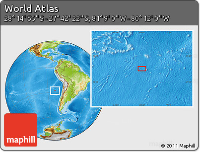 Physical Location Map of the Area around 27° 58' 39" S, 80° 40' 30" W
