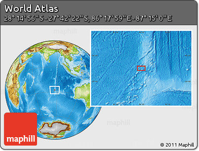 Physical Location Map of the Area around 27° 58' 39" S, 86° 46' 30" E