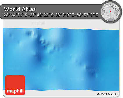 Physical 3D Map of the Area around 27° 58' 39" S, 88° 28' 29" E