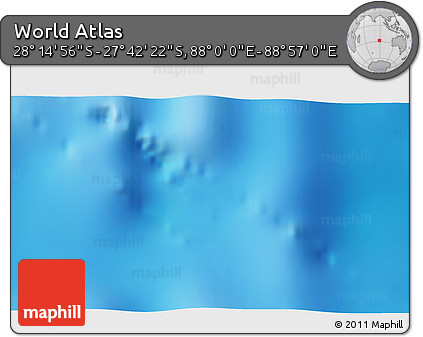 Shaded Relief 3D Map of the Area around 27° 58' 39" S, 88° 28' 29" E