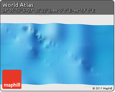 Shaded Relief 3D Map of the Area around 27° 58' 39" S, 88° 28' 29" E