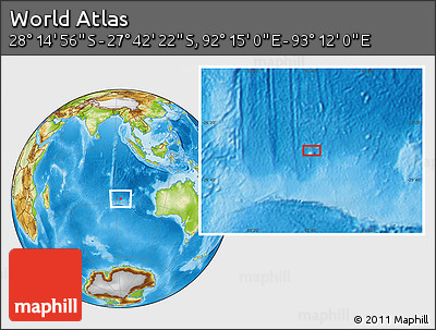 Physical Location Map of the Area around 27° 58' 39" S, 92° 43' 29" E