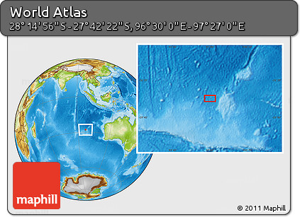 Physical Location Map of the Area around 27° 58' 39" S, 96° 58' 29" E