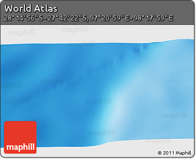 Shaded Relief 3D Map of the Area around 27° 58' 39" S, 97° 49' 29" E