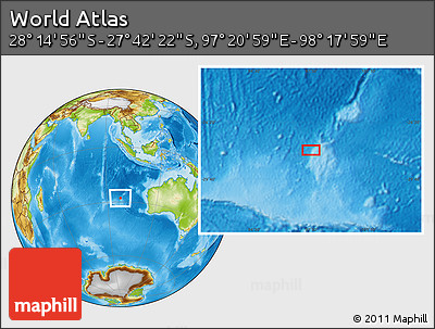 Physical Location Map of the Area around 27° 58' 39" S, 97° 49' 29" E