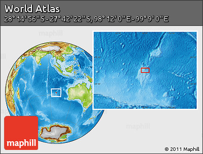 Physical Location Map of the Area around 27° 58' 39" S, 98° 40' 30" E