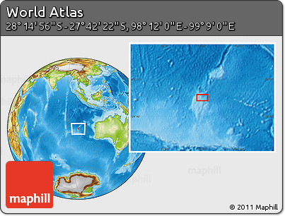 Physical Location Map of the Area around 27° 58' 39" S, 98° 40' 30" E