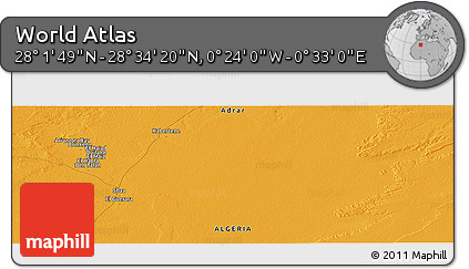 Political Panoramic Map of the Area around 28° 18' 5" N, 0° 4' 30" E