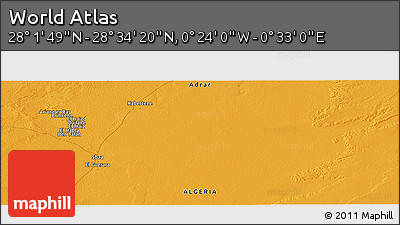 Political Panoramic Map of the Area around 28° 18' 5" N, 0° 4' 30" E