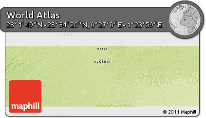 Physical Panoramic Map of the Area around 28° 18' 5" N, 0° 55' 29" E