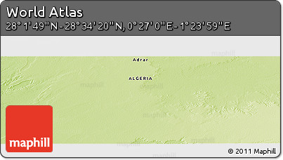 Physical Panoramic Map of the Area around 28° 18' 5" N, 0° 55' 29" E