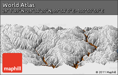 Physical Panoramic Map of the Area around 28° 18' 5" N, 100° 22' 30" E