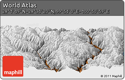Physical Panoramic Map of the Area around 28° 18' 5" N, 100° 22' 30" E