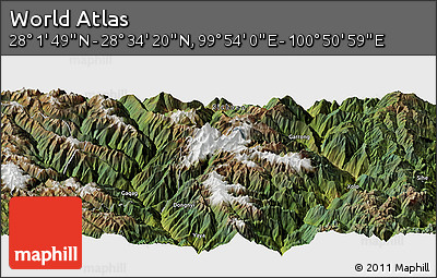 Satellite Panoramic Map of the Area around 28° 18' 5" N, 100° 22' 30" E