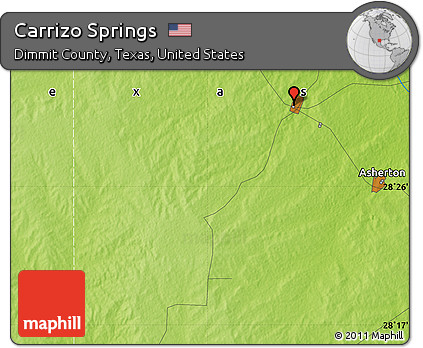 Physical Map of Carrizo Springs