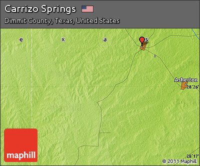 Physical Map of Carrizo Springs
