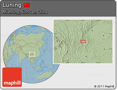 Savanna Style Location Map of Luning, hill shading
