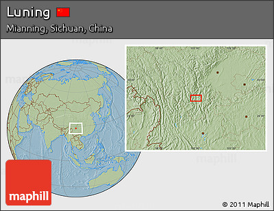 Savanna Style Location Map of Luning, hill shading