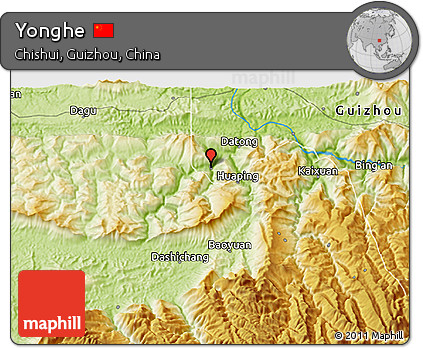 Physical 3D Map of Yonghe