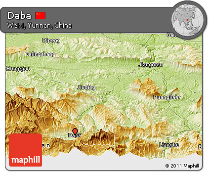 Physical Panoramic Map of Daba