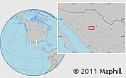 Gray Location Map of the area around 28° 18' 5" N, 107° 1' 30" W